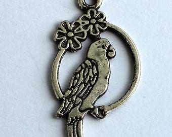 Set of 4 silver Parrot pendants