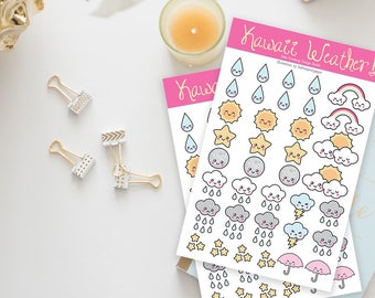 Stickers / Super Cute Weather Stickers / Kawaii / Rain Stickers, Sun Stickers, Kawaii Stickers / Cute Stickers / Planner Stickers / Printed
