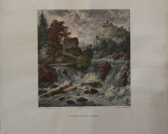 Frenc Landscape II - Cm. 50 x 70 Inches 19,7 x 27,6 - Printed on high quality paper and water-coloured by hand. Since 1920s