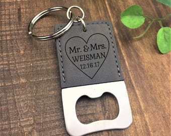 Personalized Bottle Opener Keychain - Mr & Mrs Bottle Opener - Customized - Wedding Gift - Bottle Opener - Keychain - Keychains