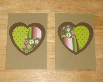 Heart Card - Love Card - Anniversary Card - I Love You Card - Heart Greeting Card - Heart Homemade Card - Blank Inside - Set of Two (2)