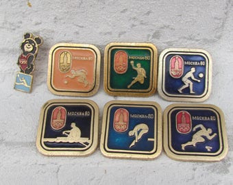 Metal Pin Vintage badges Olympic Pin Olympic Games 80 Moscow Games Symbol Sport pins Olympic Symbol Olympic badges USSR Pin Moscow 1980