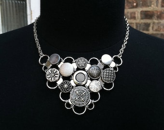 Vintage Button Bib Necklace