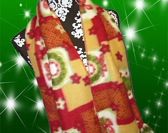 Holiday Fleece Scarf, Muffler, Bufanda, Cinnamon & Gingerbread