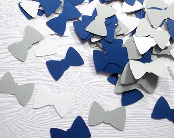Bow Tie Confetti, Little Man Birthday Party, Boy Baby Shower, Navy Gray & White Bow Tie Party Decoration, Table Confetti, 100 Ct.