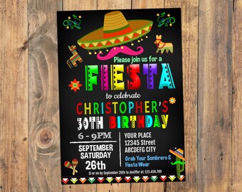 30th 40th 50th Birthday Invitation, Fiesta Invitation, Fiesta Birthday Invitation, Fiesta Party Invitation, Instant Download, Editable PDF