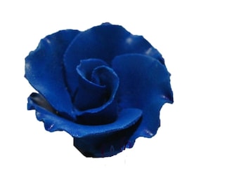1.5" Royal Blue Formal Rose Flower - Set of 3 Gumpaste