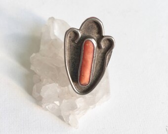 vintage southwestern coral ring, size 6
