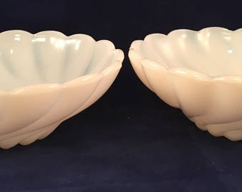 Vintage White Milk Glass Berry Bowls