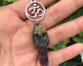 Succulent Om fluorite Necklace