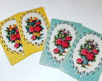 Vintage Floral Playing Cards Scrapbook Journal Paper Craft