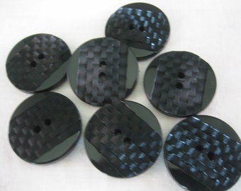 Black Button, Large Black Button, Lot of 6 checkerboard design