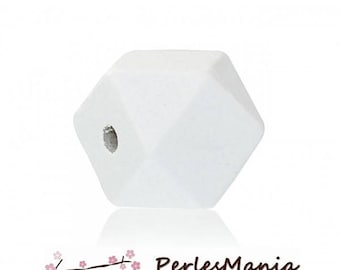 White 20 mm S1181231 polygons wooden beads