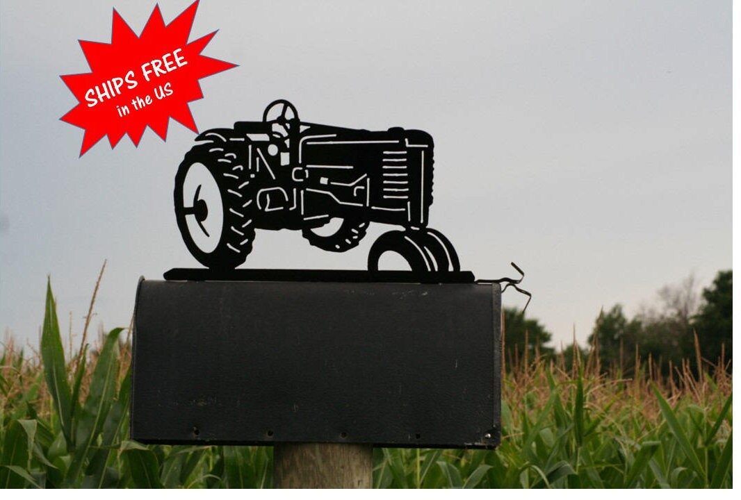 Vintage Tractor Mailbox Topper, Tractor Fence Rail Topper, Farmhouse