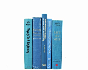 Cerulean Blue Decorative Books, Antique Book Set, Wedding Centerpiece, Old Book Decor, Book Collection, Country Chic, Home Decor farmhouse