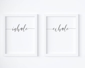 Inhale Exhale Print, Yoga Wall Art, Zen Print, Breathe Print, Pilates Poster, Minimalist Wall Art, Inhale Exhale Poster, Relaxation Gifts