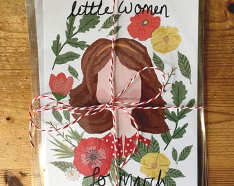 Set of 3 A5 illustrations, Jane Eyre, Wuthering Heights and Little Women