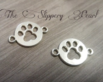Paw Print Charms Connectors Links Antiqued Silver Dog Charms Paw Charms Pendants 10 pieces Paw Print Link Paw Connectors Wholesale Charms