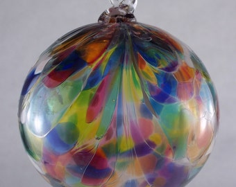Mosaic Peacock Feather Blown Glass Ornament 3.5 inches FREE SHIPPING