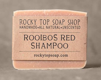 Solid Shampoo Bar with Rooibos Red Tea - All Natural Soap, Unscented Soap, Handmade Soap, Cold Process Soap