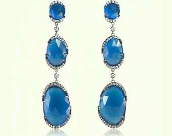 Long Hollywood style Blue Symphony Earrings