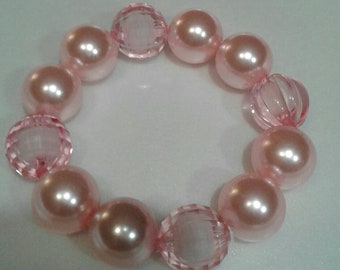 Peachy pink pearl bubblegum chunky bead bracelet