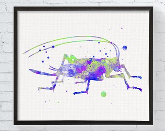 Watercolor Cricket Print, Cricket Art Print, Cricket Wall Art, Cricket Wall Decor, Cricket Watercolor Painting, Watercolor Print, Kids Room