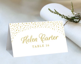 Printable Place Card Gold Damask Instant Download DIY PDF