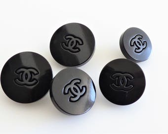 Chanel Black CC Button 16mm 18mm 20mm Stamped / Price is for one button