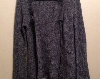 10 DOLLAR SALE Shaggy fringe grey and white speckled cardigan sweater