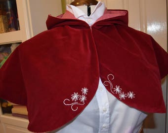 Red Velveteen Hooded Lolita Capelet