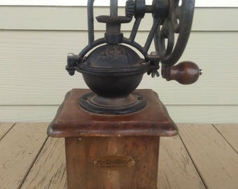 Vintage Antique Cast Iron Wood Coffee Grinder