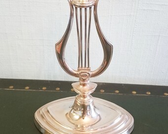 Unusual Harp Style Silver Plated Candlestick