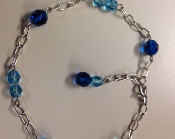Aqua and Navy Blue Ankle Bracelet