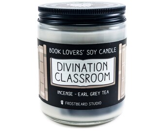 Divination Classroom - 8 oz Book Lovers' Soy Candle - Book Candle - Book Lover Gift - Scented Soy Candle - Frostbeard Studio - 8oz jar