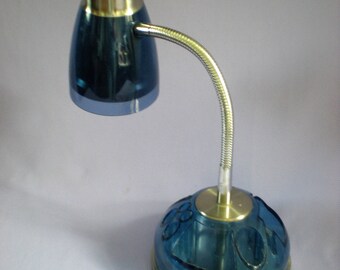 Bedside Lamp, Reading Lamp, Goose Neck Lamp, Desk Lamp, Table Lamp, Blue Lamp, Vintage Home Decor