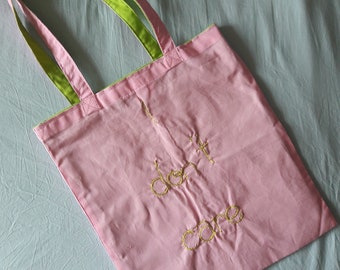Shopping Bag-"I love it"-embroidered carrying bag