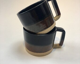 Handmade tea/coffee two tone cup/mug. Thrown on a potters wheel.