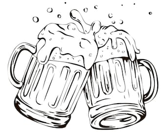 Beer mug SVG, Beer SVG, Beer mug,Mugs, Beer, Mug silhouette,Set of two,Alcohol,Mug,Vector,Glass,Silhouette,SVG,Graphics,Illustration,Logo