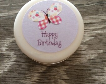 Vegan Lip Balm personalised Happy birthday butterfly