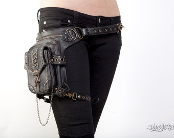 BLASTER 3.0 Black Leather Hip Holster Waist and Shoulder Bag