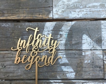 To Infinity and Beyond Wedding Cake Topper | Laser Cut Cake Toppers | wood wedding cake topper | Travel Cake Topper
