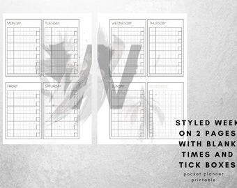 NEW Floral Styled Week on 2 Pages Pocket Planner Printable