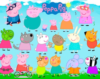 81 Peppa Pig ClipArt Digital PNG image picture drawing illustration art birthday party handicraft scrapbooking printable Clipart transfer