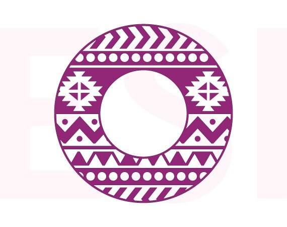 Download Circle monogram frames Aztec SVG DXF and EPS vinyl cut
