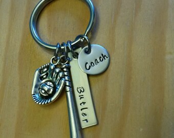 Hand Stamped Baseball Coach Keychain - Baseball Coach Gift - Coach Gifts - Softball Coach Gifts