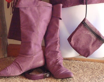 80s ViNTaGe purple leather boots