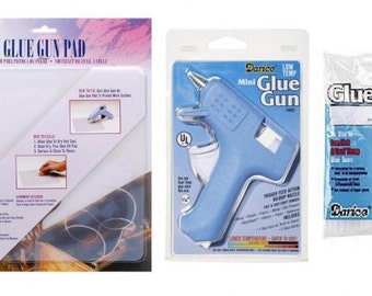 Low Temp Mini Electric Glue Gun Kit - Glue Gun, Sticks and Pad - 10882kit fnt