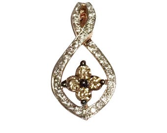 14k white and chocolate diamonds pendant