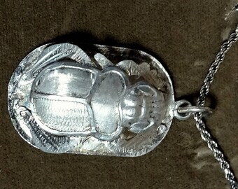 Scarab Beetle Pendant With Chain